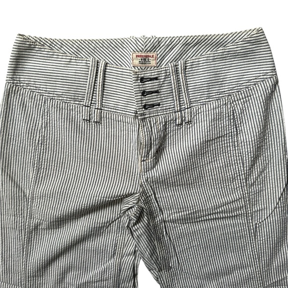 FREE PEOPLE Women’s Blue/Grey & White Striped Wide Leg Pants NWOT - Picture 4 of 6
